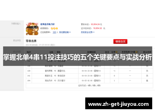 掌握北单4串11投注技巧的五个关键要点与实战分析